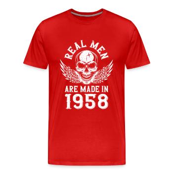 Geburtstag 1958 Echte Männer sind 1958 geboren - Männer Premium Bio T-Shirt - Rot - Vorne - Damien (186cm)