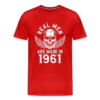 Geburtstag 1961 Echte Männer sind 1961 geboren - Männer Premium Bio T-Shirt - Rot - Vorne - Damien (186cm)