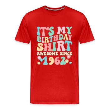 Geburtstag Geburtstagsshirt besonders seit 1962 - Männer Premium Bio T-Shirt - Rot - Vorne - Damien (186cm)