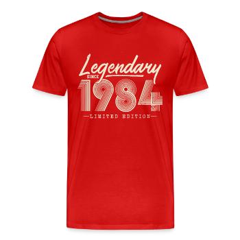 Legendary since 1984 - Men's Premium Organic T-Shirt - red - Front - Damien (186cm)