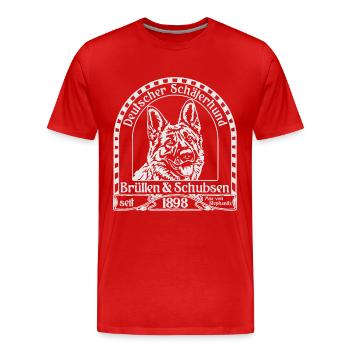 Schäferhund Brüllen&Schubsen weiß - Männer Premium Bio T-Shirt - Rot - Vorne - Damien (186cm)