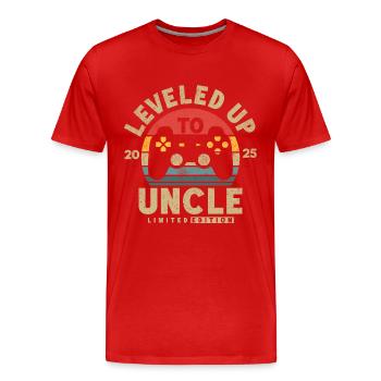 Ascended to Uncle 2025 - Men's Premium Organic T-Shirt - red - Front - Damien (186cm)