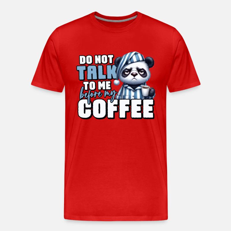Grumpy panda bear with coffee - Men's Premium Organic T-Shirt - red