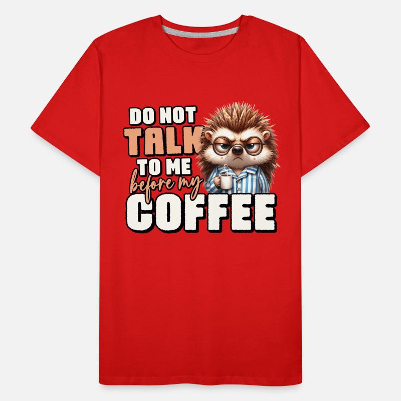 Grumpy hedgehog with coffee Men's Premium Organic T-Shirt