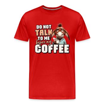 Grumpy donkey with coffee - Men's Premium Organic T-Shirt - red - Front - Damien (186cm)