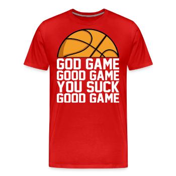 God Game Bon Jeu Vous Sucer Bon Jeu Dire - T-shirt bio Premium Homme - rouge - Devant - Damien (186cm)