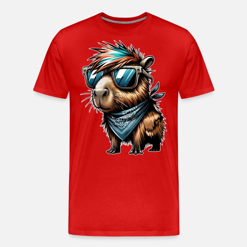 Capybara - Männer Premium Bio T-Shirt - Rot