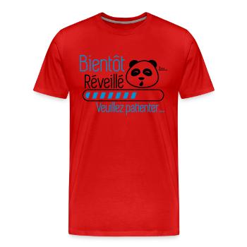 Bientôt reveillé Panda humour citations - T-shirt bio Premium Homme - rouge - Devant - Damien (186cm)
