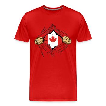 Drapeau du Canada Feuille d’érable Drapeau canadien Canada - T-shirt bio Premium Homme - rouge - Devant - Damien (186cm)
