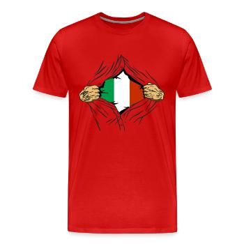 Italie Drapeau Vintage Drapeau Italien Occasion Look - T-shirt bio Premium Homme - rouge - Devant - Damien (186cm)