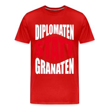 Diplomaten statt Granaten - Männer Premium Bio T-Shirt - Rot - Vorne - Damien (186cm)
