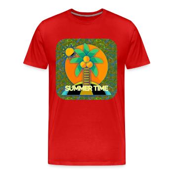 Heure d’été - Club WoW - T-shirt bio Premium Homme - rouge - Devant - Damien (186cm)