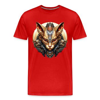 Sphinx Katze - Männer Premium Bio T-Shirt - Rot - Vorne - Damien (186cm)