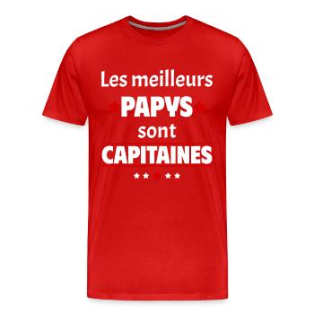 Les meilleurs papys sont capitaines, cadeau noël - T-shirt bio Premium Homme - rouge - Devant - Damien (186cm)