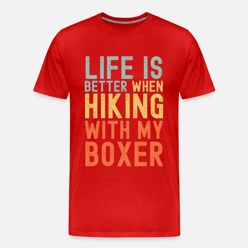 Deutscher Boxer Wanderhund retro - Männer Premium Bio T-Shirt - Rot