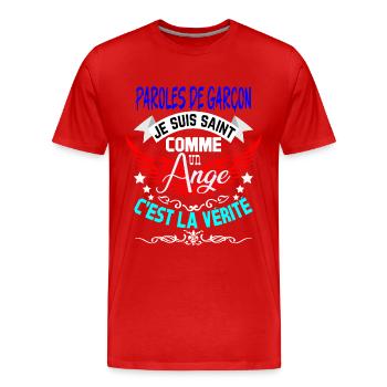 Boy's lyrics SAINT ANGE - Men's Premium Organic T-Shirt - red - Front - Damien (186cm)