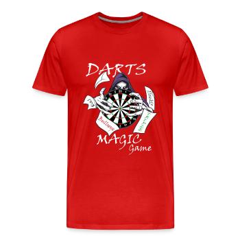 Dart Design im mystischen Style, Dart Magic Game, - Männer Premium Bio T-Shirt - Rot - Vorne - Damien (186cm)