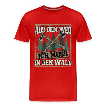Aus dem Weg ich muss in den Wald - Männer Premium Bio T-Shirt - Rot - Vorne - Damien (186cm)