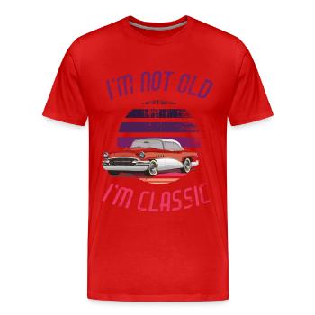 Je ne suis pas vieux Je suis classique Drôle de voiture Graphique - T-shirt bio Premium Homme - rouge - Devant - Damien (186cm)