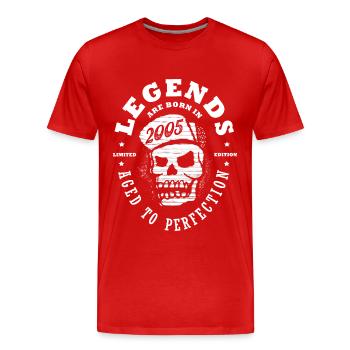 2005 anniversaire 18 ans Majorité skull crane - T-shirt bio Premium Homme - rouge - Devant - Damien (186cm)