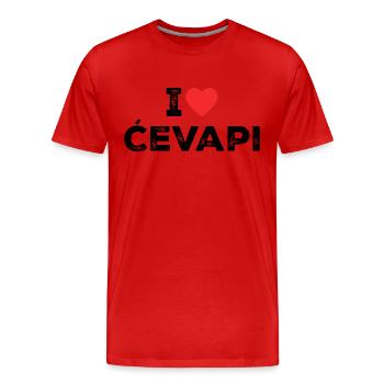 I Love Cevapi - I Heart Cevapi - Balkan Food - T-shirt bio Premium Homme - rouge - Devant - Damien (186cm)