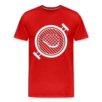 BBQ Grill mit Grillfleisch - Männer Premium Bio T-Shirt - Rot - Vorne - Damien (186cm)