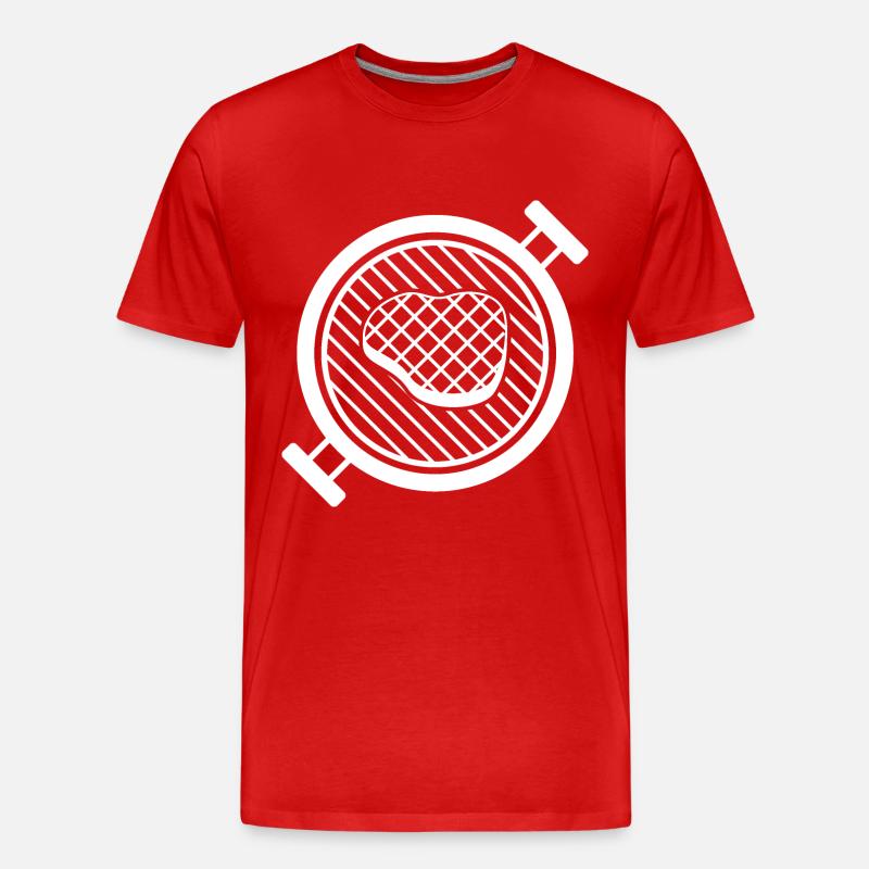 BBQ Grill mit Grillfleisch - Männer Premium Bio T-Shirt - Rot