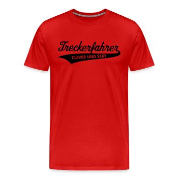 Treckerfahrer – Clever Und Sexy (Trecker / Black) - Männer Premium Bio T-Shirt - Rot - Vorne - Damien (186cm)