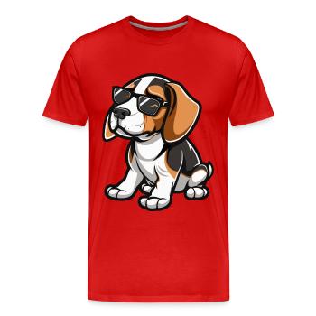 Beagle Hund - Männer Premium Bio T-Shirt - Rot - Vorne - Damien (186cm)