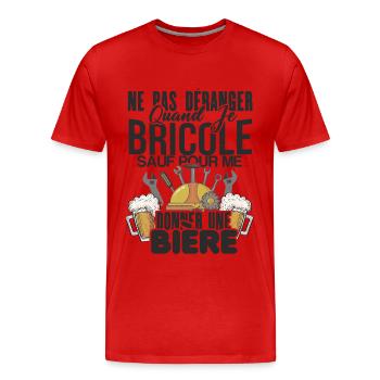 Ne pas déranger quand je bricole - T-shirt bio Premium Homme - rouge - Devant - Damien (186cm)