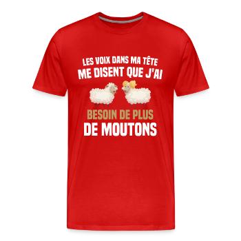 Mouton Moutons paysan berger - T-shirt bio Premium Homme - rouge - Devant - Damien (186cm)