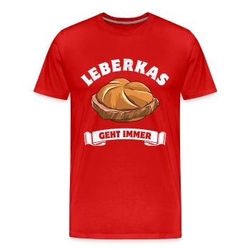 Leberkas geht immer - Leberkäse - Spruch - Männer Premium Bio T-Shirt - Rot - Vorne - Damien (186cm)