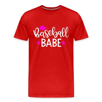 Baseball Babe - Men's Premium Organic T-Shirt - red - Front - Damien (186cm)