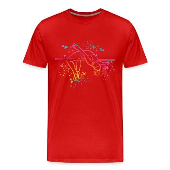 Saut en hauteur Aquarelle Saut en hauteur - T-shirt bio Premium Homme - rouge - Devant - Damien (186cm)