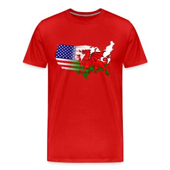 American Welsh Flag - Men's Premium Organic T-Shirt - red - Front - Damien (186cm)