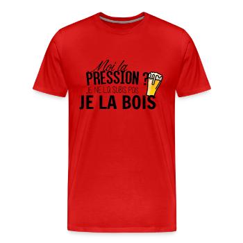 Moi la pression je la subis pas je la bois - T-shirt bio Premium Homme - rouge - Devant - Damien (186cm)
