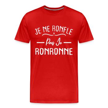 Je ne ronfle pas je ronronne - T-shirt bio Premium Homme - rouge - Devant - Damien (186cm)