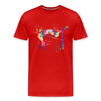 High Jumper Watercolor High Jump - Men's Premium Organic T-Shirt - red - Front - Damien (186cm)