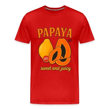 Ripe and Juicy Papaya – Tropical Fruit Fun - Men's Premium Organic T-Shirt - red - Front - Damien (186cm)