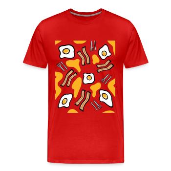 Frühstück Design aus Spiegeleiern und Speck - Männer Premium Bio T-Shirt - Rot - Vorne - Damien (186cm)