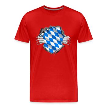 Drapeau bavarois d’occasion Look Drapeau bavarois Vintage - T-shirt bio Premium Homme - rouge - Devant - Damien (186cm)