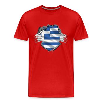 Grèce Drapeau Hellas Athènes Drapeau grec - T-shirt bio Premium Homme - rouge - Devant - Damien (186cm)