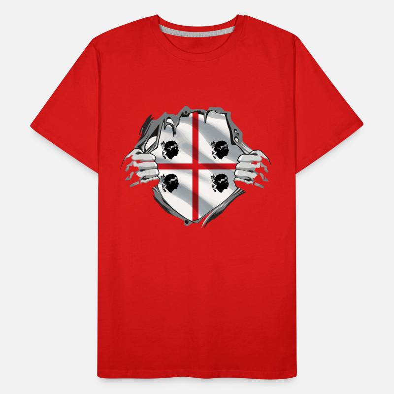 Drapeau de la Sardaigne Super-héros Drapeau de la Sardaigne T-shirt bio Premium Homme