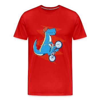 Tyrannosaurus Rex T-rex Dinosaure Dino Bicyclette - T-shirt bio Premium Homme - rouge - Devant - Damien (186cm)