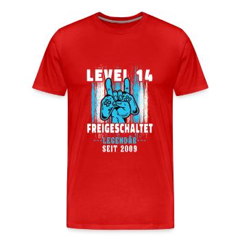 14. Geburtstag Junge Level 14 Gaming Zocker Gamer - Männer Premium Bio T-Shirt - Rot - Vorne - Damien (186cm)
