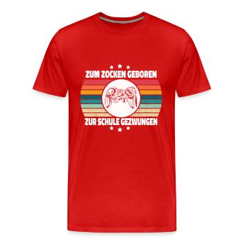 Zum Zocken Geboren Controller Zocker Gaming Gamer - Männer Premium Bio T-Shirt - Rot - Vorne - Damien (186cm)