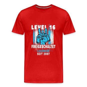 16. Geburtstag Junge Level 16 Gaming Zocker Gamer - Männer Premium Bio T-Shirt - Rot - Vorne - Damien (186cm)