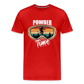 Ski, poudreuse, sports d'hiver, vacances au ski - T-shirt bio Premium Homme - rouge - Devant - Damien (186cm)