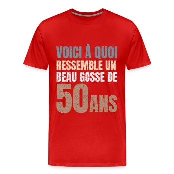 beau gosse cadeau anniversaire 50 ans humour - T-shirt bio Premium Homme - rouge - Devant - Damien (186cm)