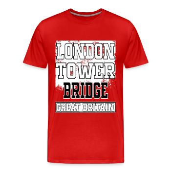 Tower Bridge de Londres, Angleterre Bridge City - T-shirt bio Premium Homme - rouge - Devant - Damien (186cm)